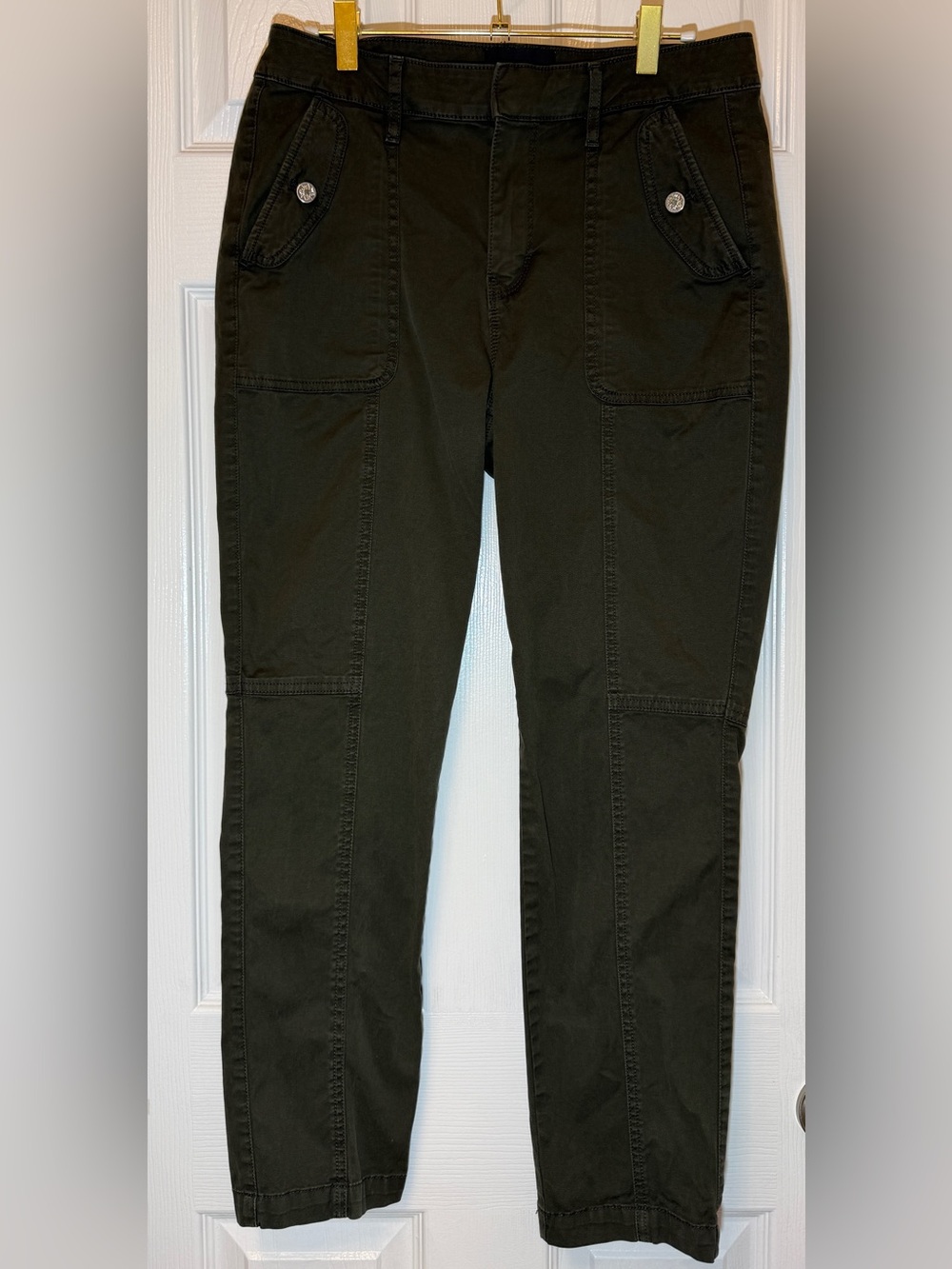 WHBM Olive Green Utility Pants with Front Patch Pockets